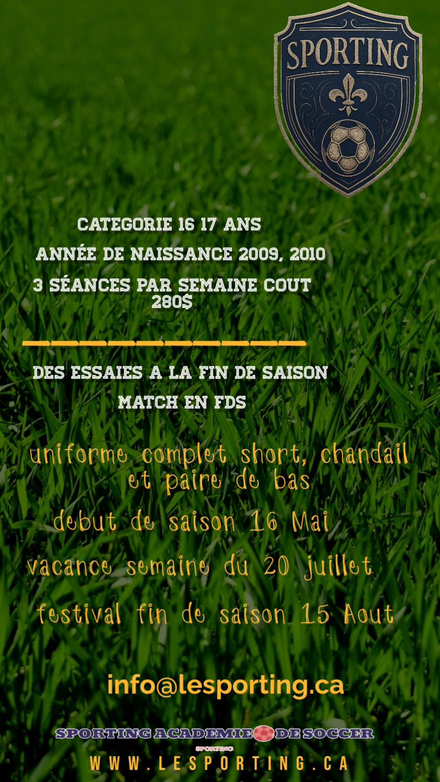 Programme U16-U17 – Essais en fin de saison